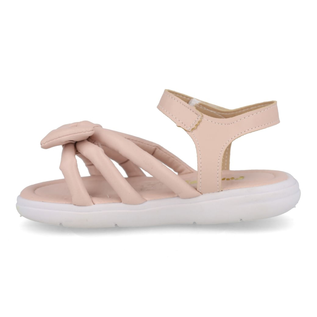 Sandália infantil nude Funfeet vista lateral direita mostrando palmilha macia e solado antiderrapante