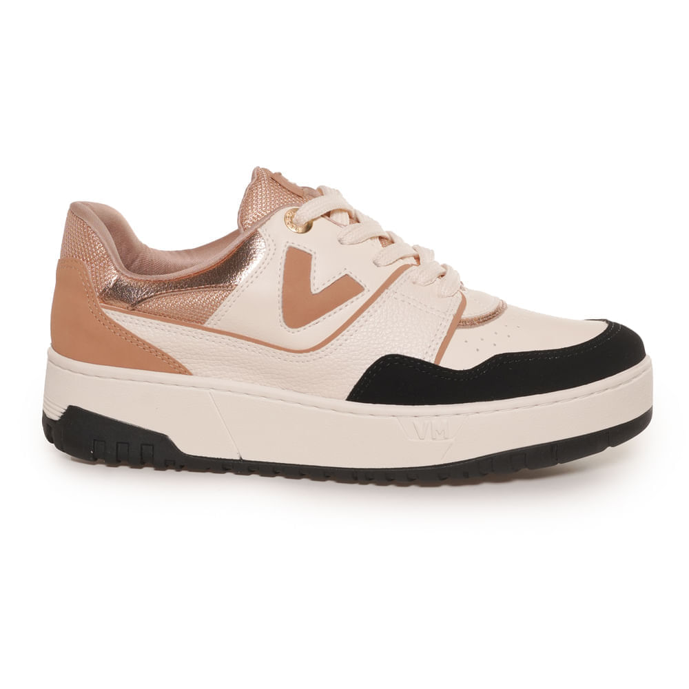Tenis-Feminino-Casual-Recortes-Logo-Via-Marte-Bege-Preto