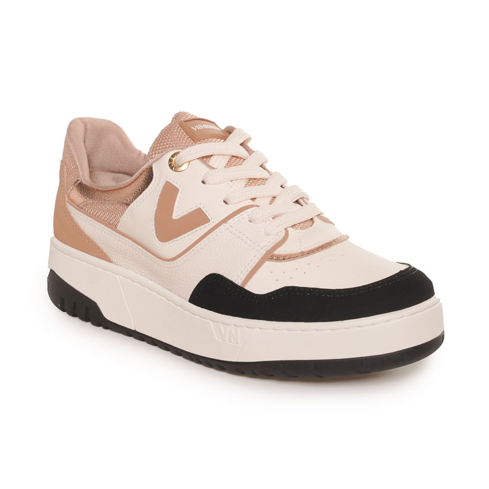 Tenis-Feminino-Casual-Recortes-Logo-Via-Marte-Bege-Preto