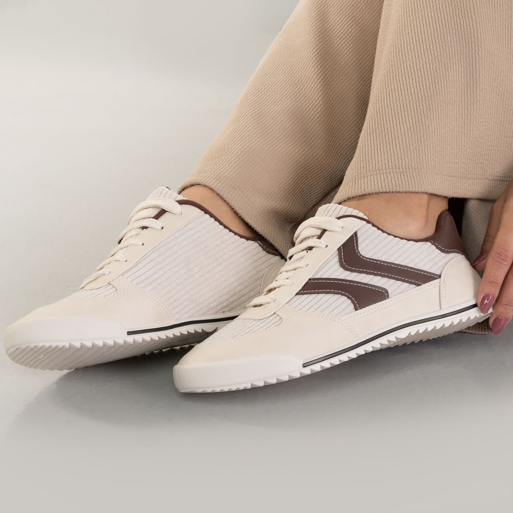 Tênis Moleca Casual Feminino Bege Confortável e Estiloso Oscar