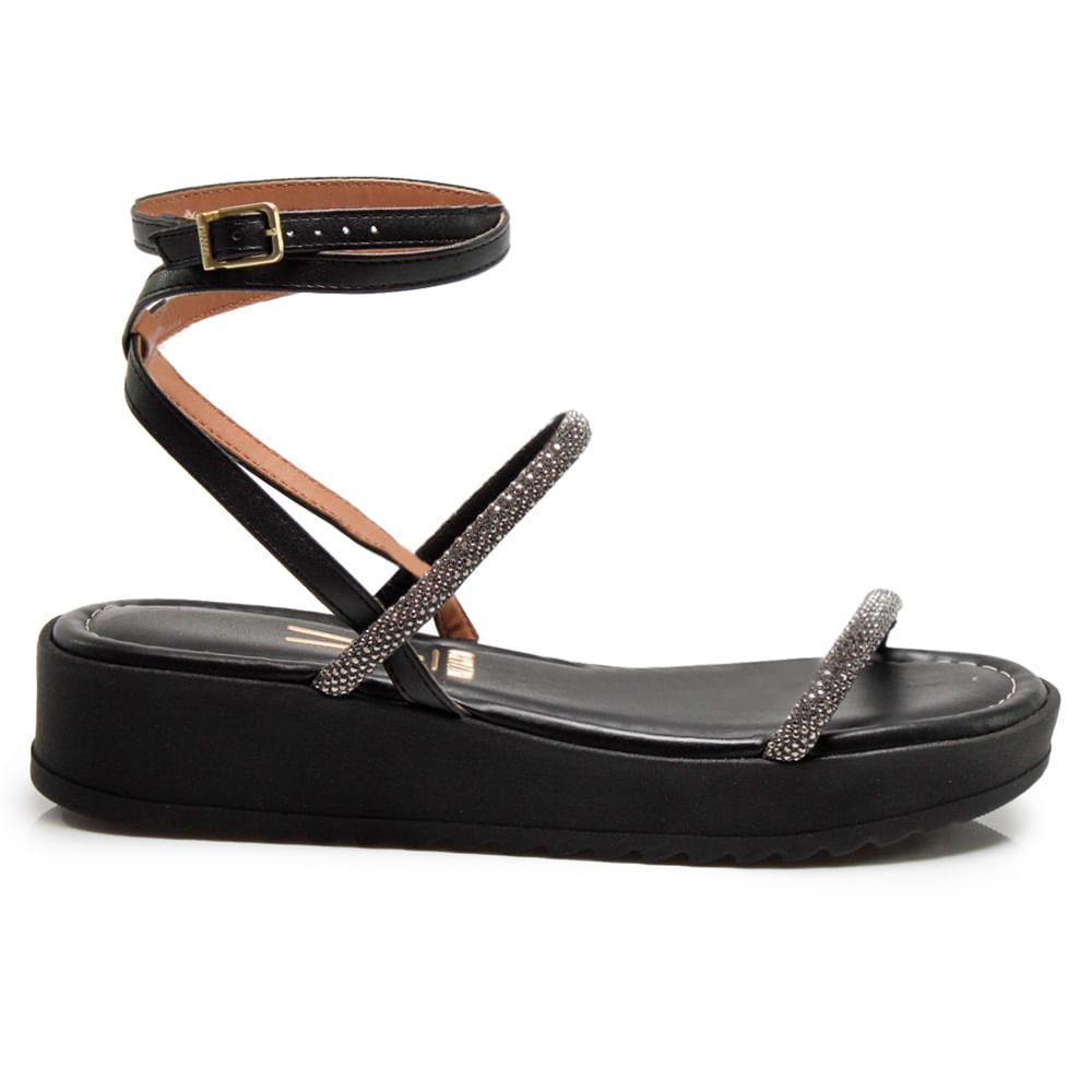 Sandália Casual Vizzano Tira Pronta Flatform Feminina Preta Oscar