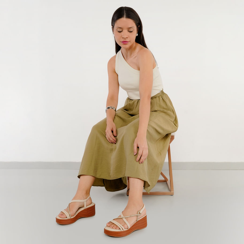 Sandália Mississipi Anabela Feminina Branca Paquetá