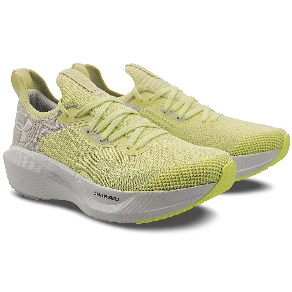 Tênis Under Armour Ch Slight 3 Lima vista frontal mostrando cabedal knit e entressola alta