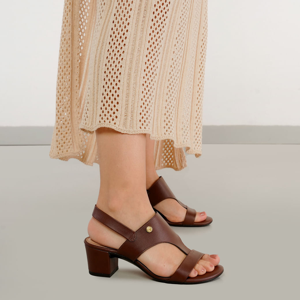 Sandália Beira Rio Slingback Feminina Marrom Paquetá