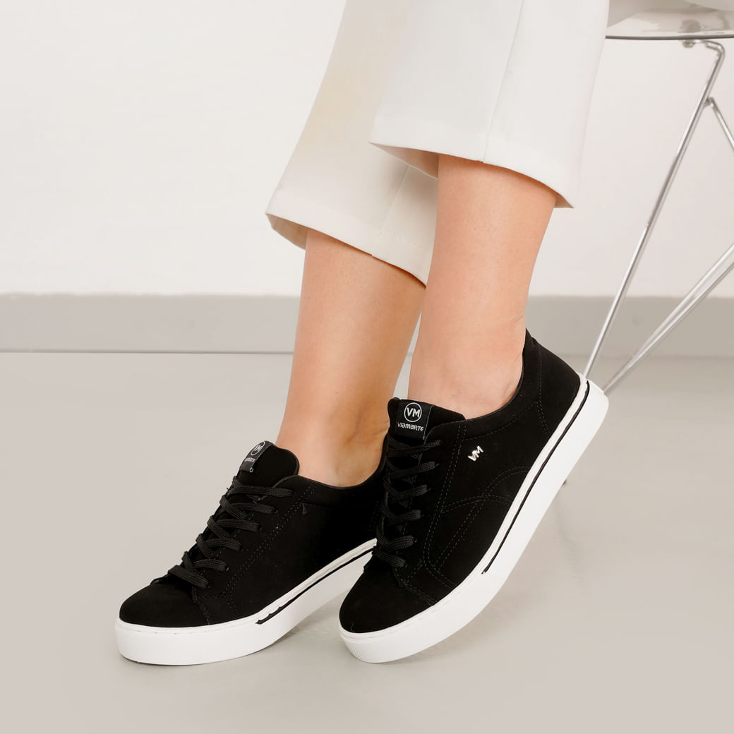 Tênis Via Marte Clean Feminino Preto Confortável e Estiloso Paquetá