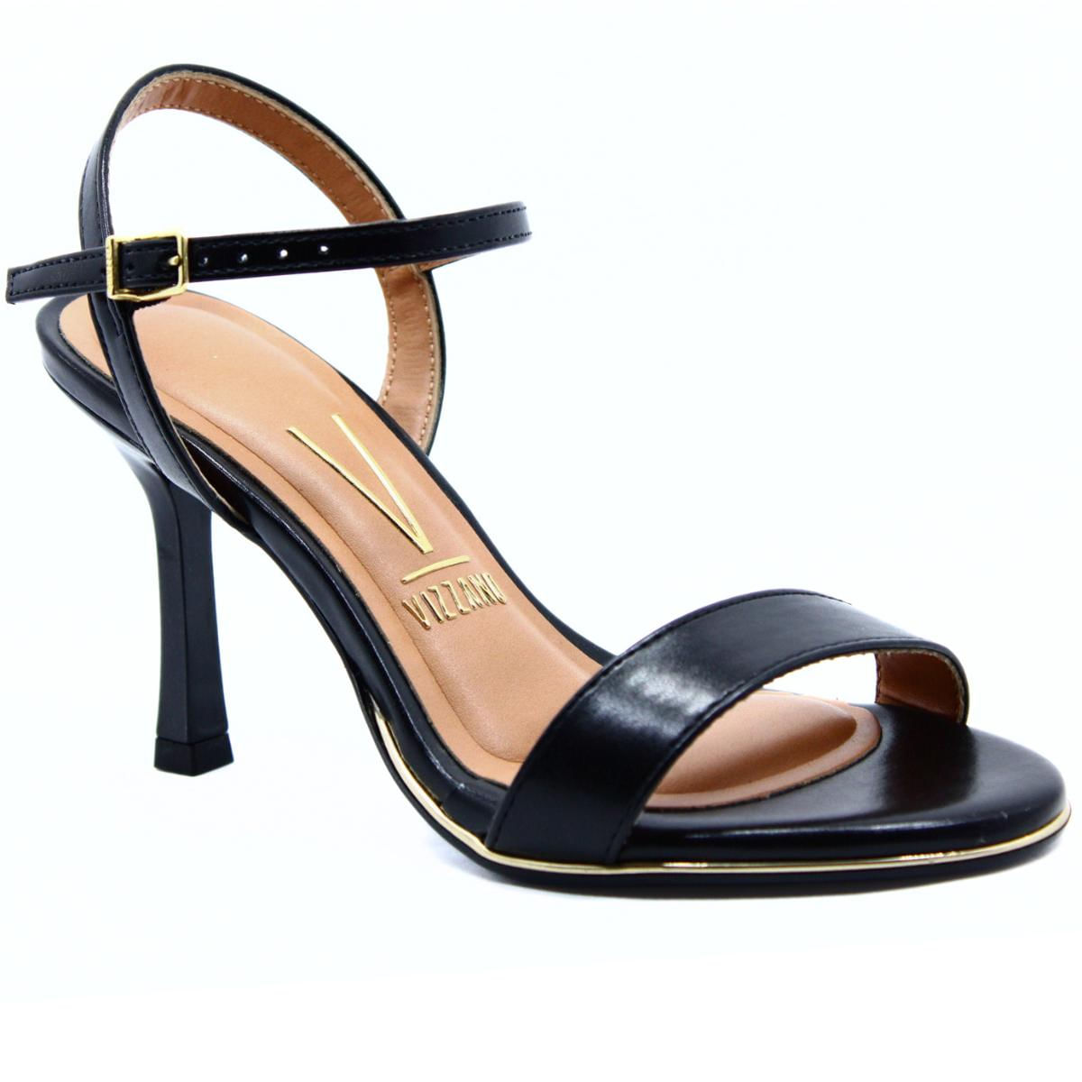 Sandália Vizzano Salto Fino Feminina Preta Paquetá