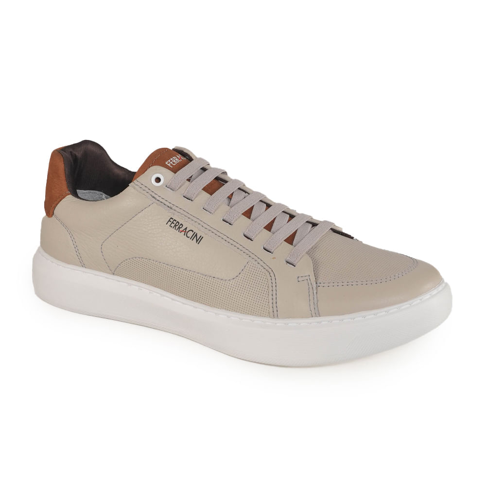 Sapatênis Ferracini Marvin Masculino Cinza em couro e camurça para uso casual e diário