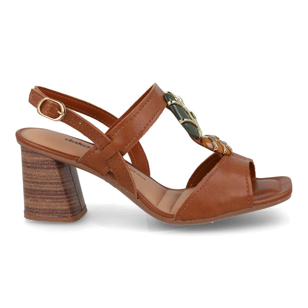 Dakota Sandália Feminina Salto Grosso Caramelo Y9762-0009 Paquetá