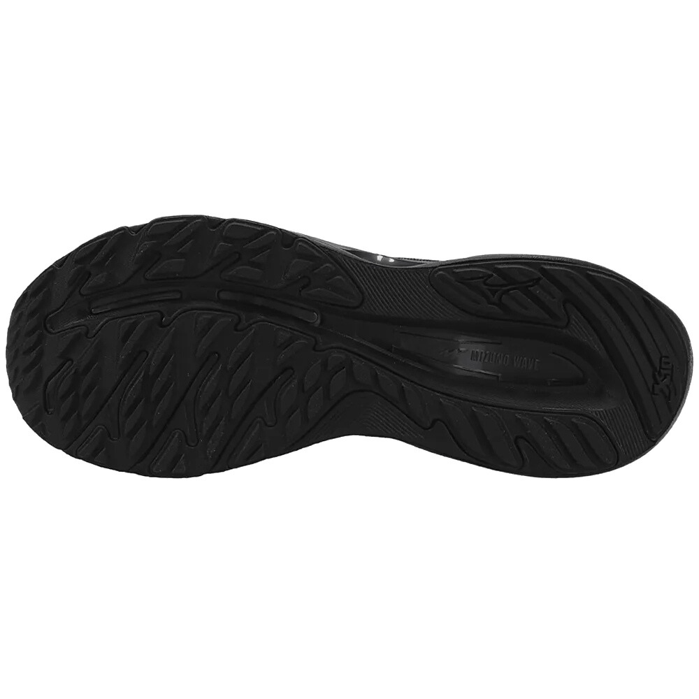 Imagem do solado do Tênis Mizuno Wave Legende 4 mostrando padrão antiderrapante e detalhes em borracha