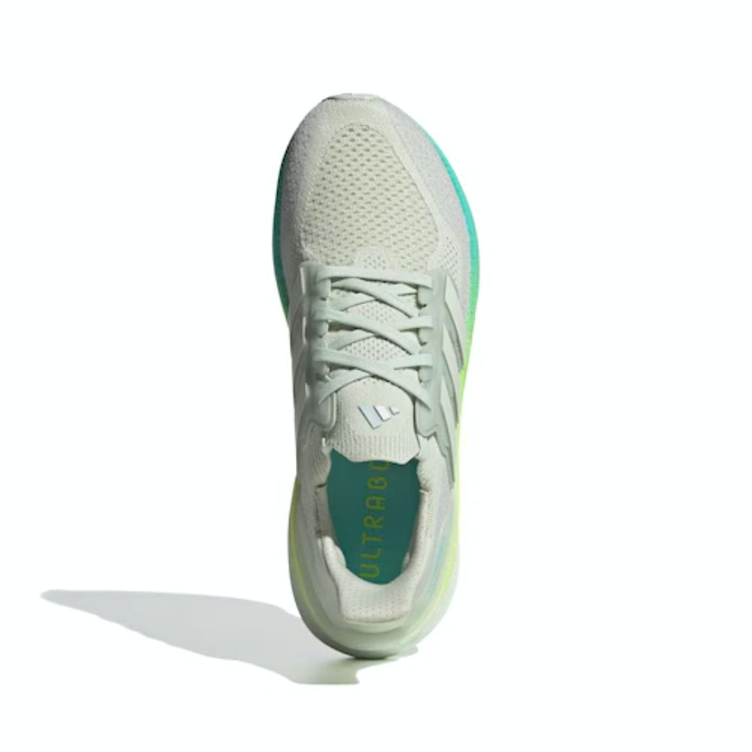 Tênis Adidas Ultraboost 5 masculino cinza vista superior mostrando biqueira e palmilha