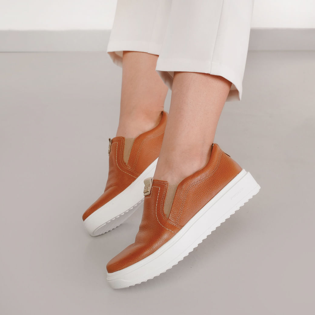 Tênis Casual Pegada Mia Couro Marrom Feminino Paqueta Esportes