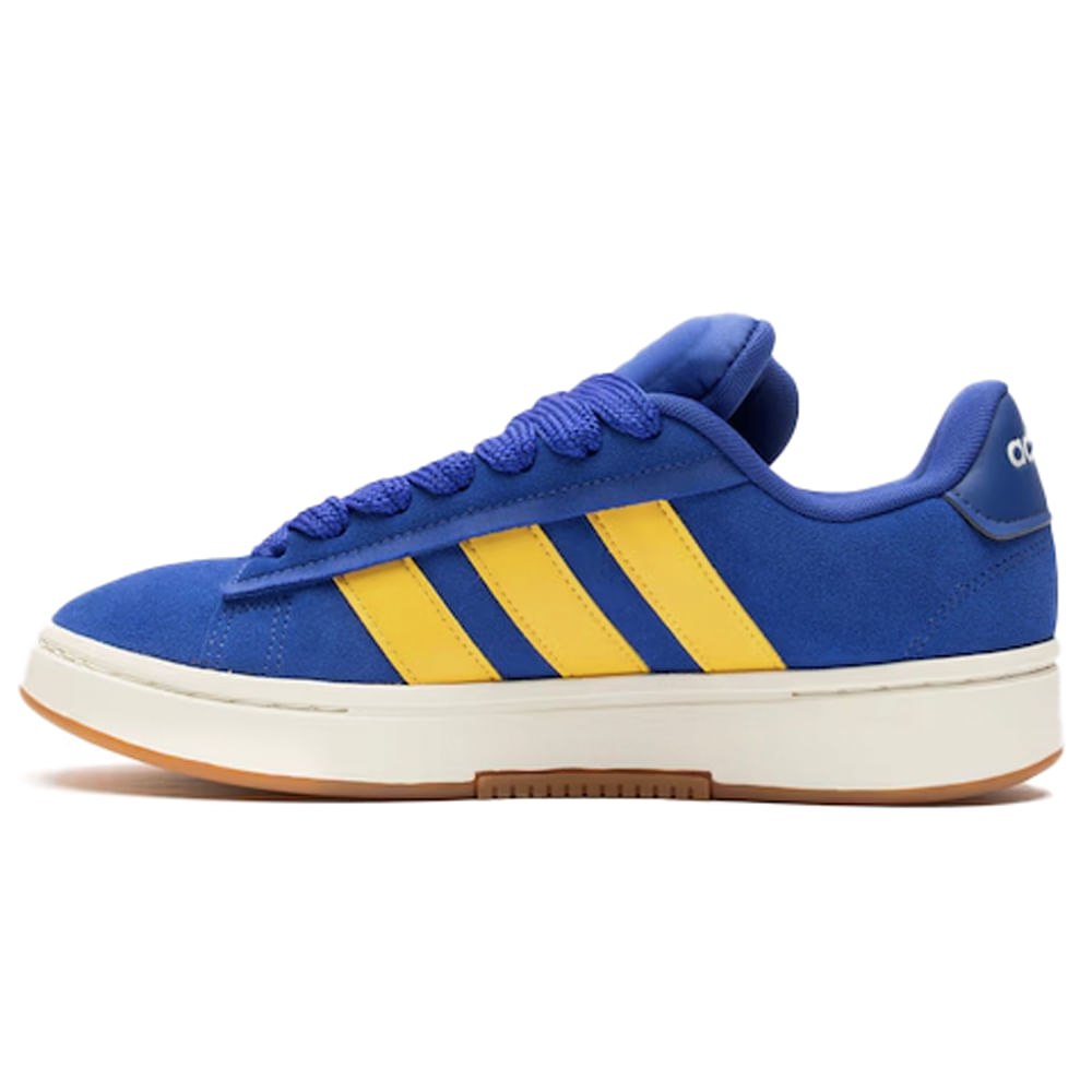 Tênis Adidas Grand Court Alpha masculino verde escuro vista frontal lateral com detalhes brancos