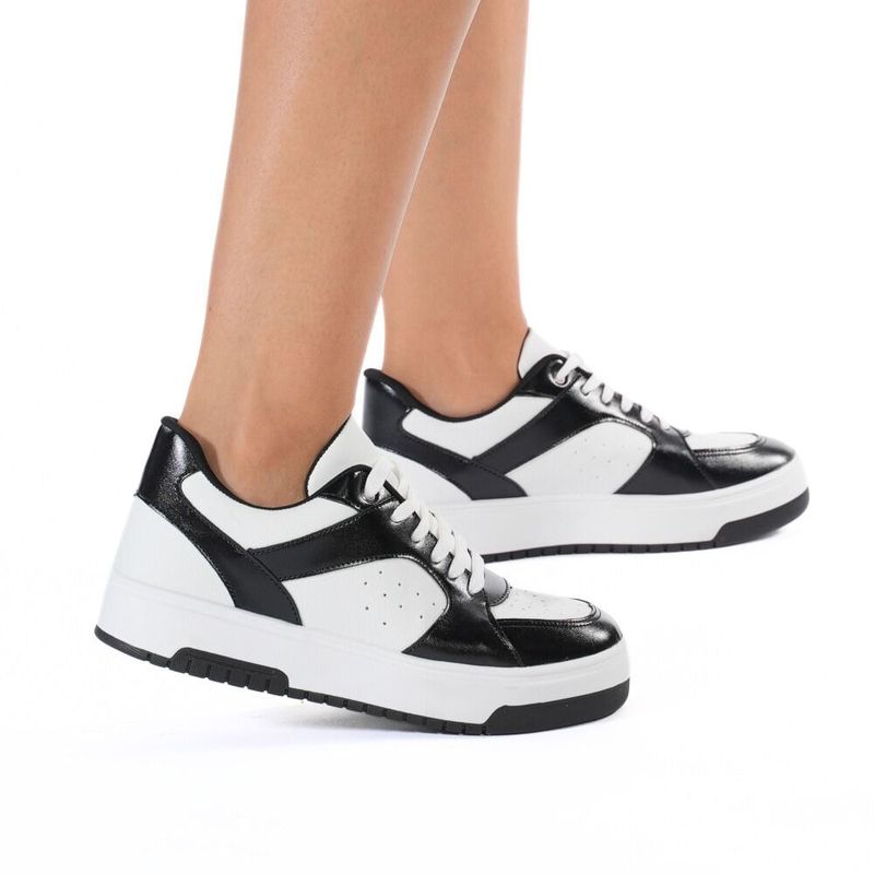 CALCADOS TENIS CASUAL FEMININO BRANCO/PRETO 029 70015-11 SINT-1741350604760