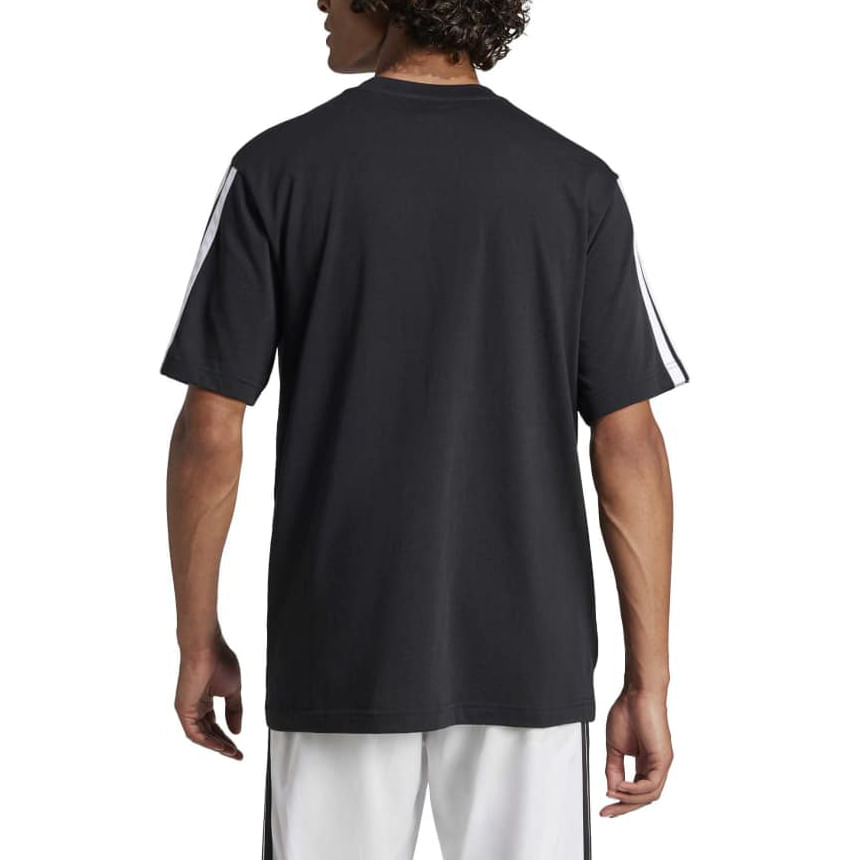 Camiseta Adidas Malha Simples Essentials Três Listras Masculina