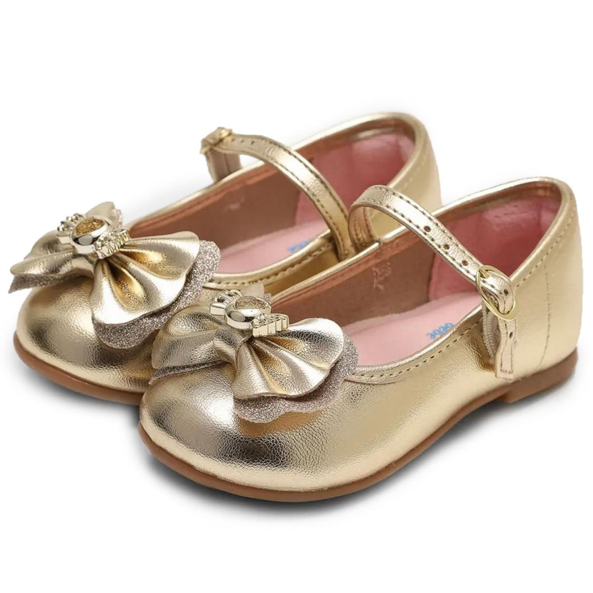Sapatilha Infantil Molekinha Dourado Laço Paquetá