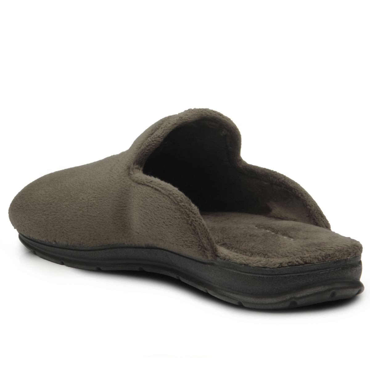 Pantufa masculina Pegada vista traseira mostrando interior felpudo e solado antiderrapante