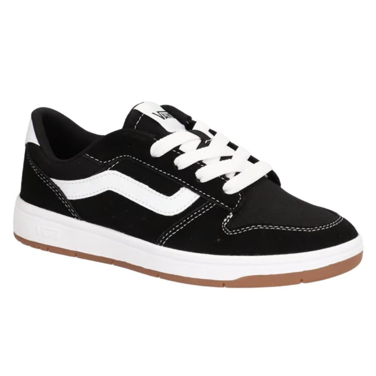 Tênis Vans Ryland LS masculino preto vista frontal dupla para seção vai servir