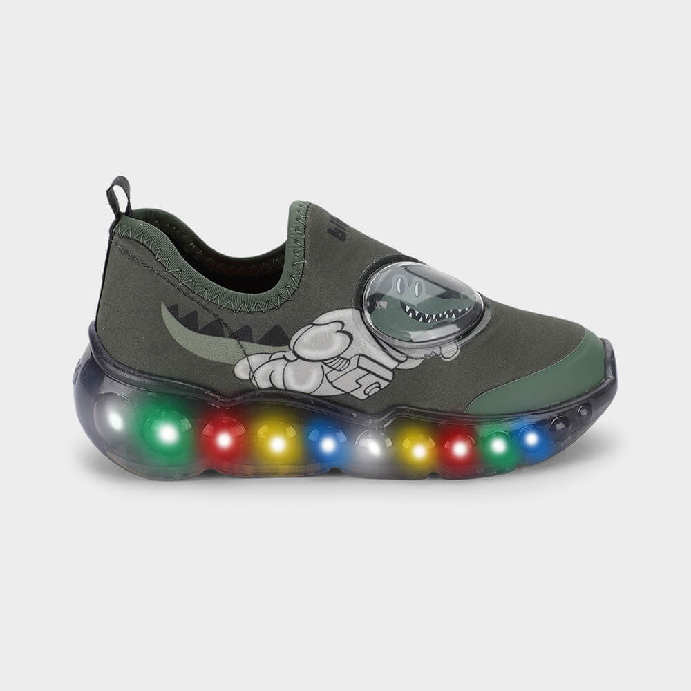 Tênis Infantil Luz Bibi Roller Celebration Verde Dino Paquetá