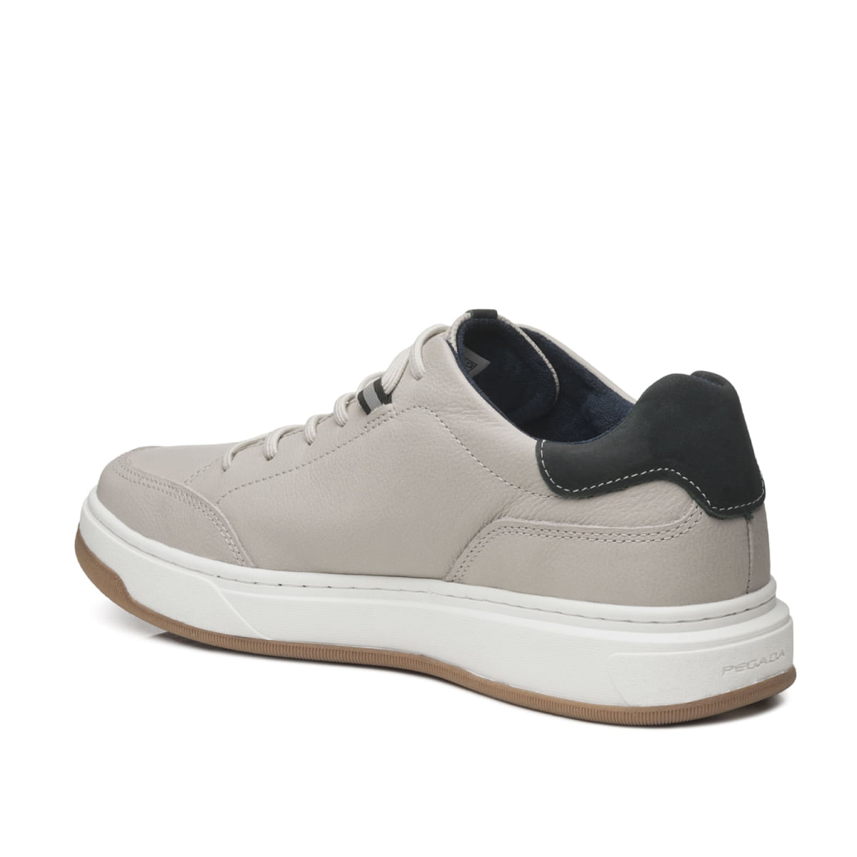 Tênis casual masculino cinza vista superior com detalhes em couro legítimo