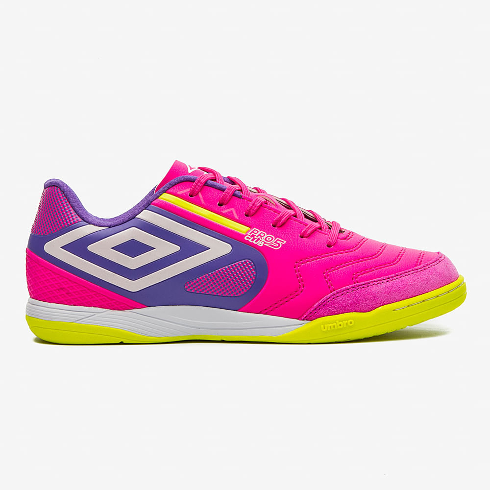 Chuteira Futsal Umbro Pro 5 Bump Club Masculina Rosa