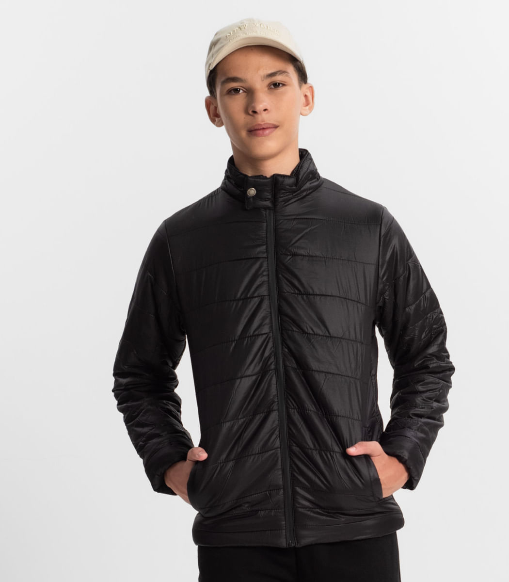 Jaqueta Puffer Juvenil Masculina Minty Preta Paquetá