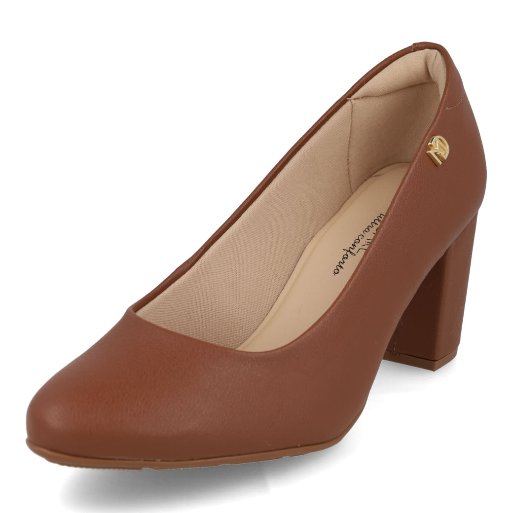 Sapato casual feminino Modare cor avelã vista superior e lateral