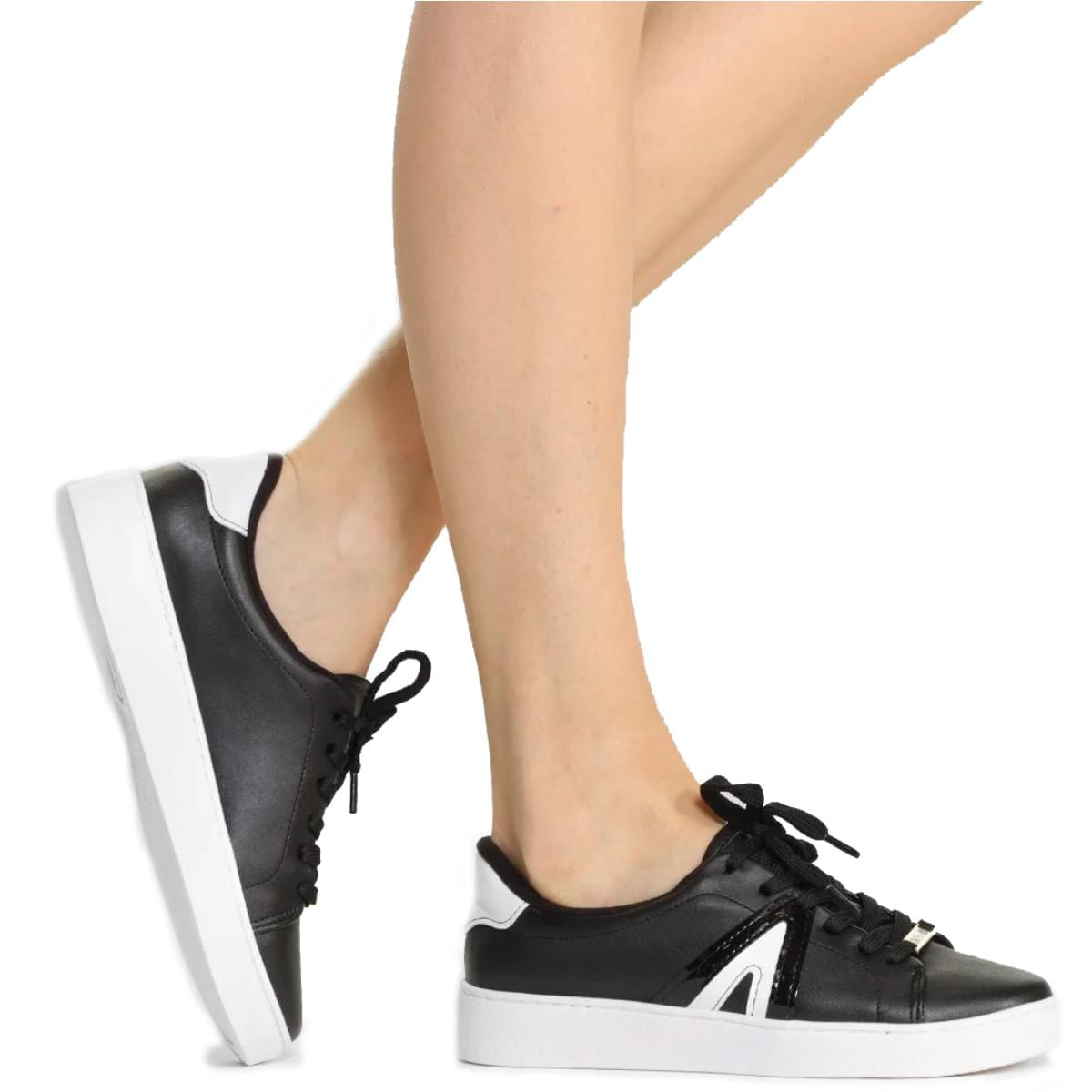 Tênis Casual Vizzano Cano Baixo Feminino Preto Oscar