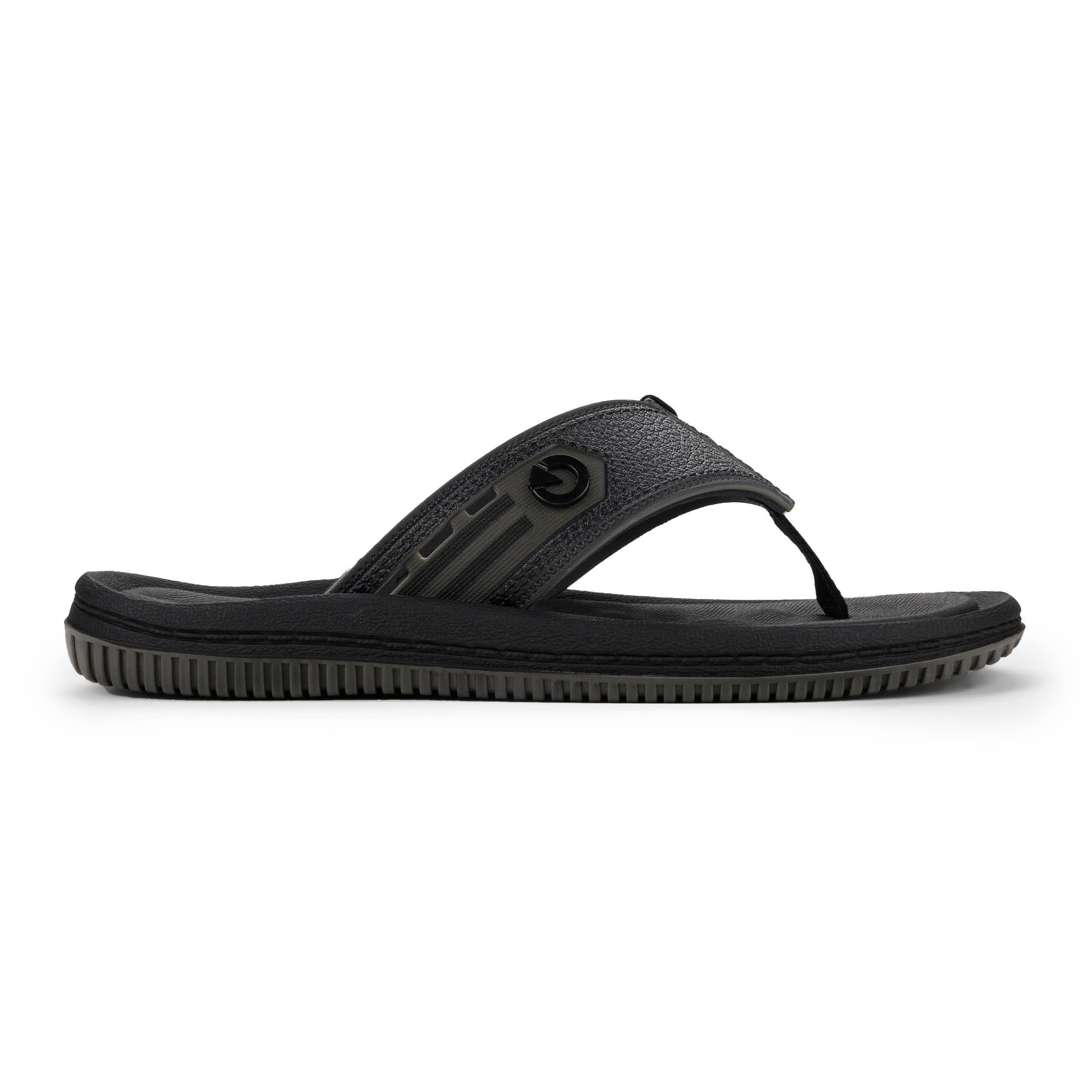 Chinelo masculino Cartago Fiji V 12335-BF320 cinza e preto, com tiras largas texturizadas e solado antiderrapante