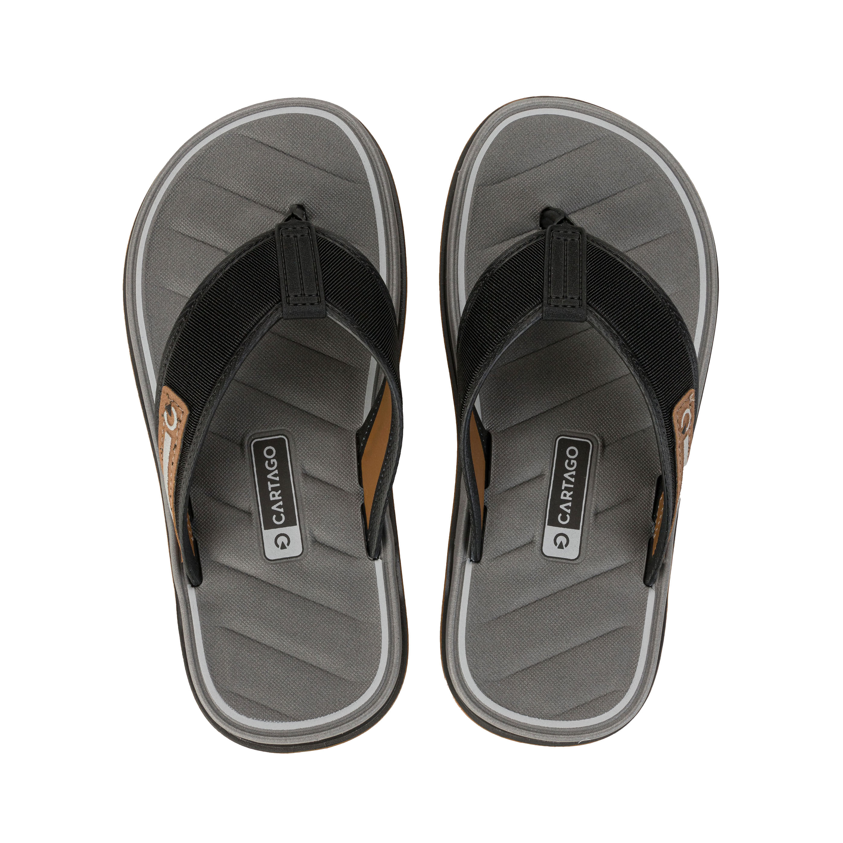 Chinelo Cartago Malaga infantil visto de cima com palmilha acolchoada e solado de borracha