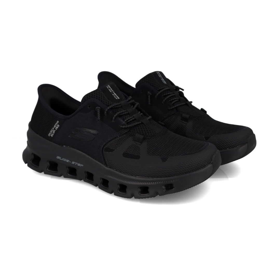 Tênis masculino Skechers Glide-Step Pro preto vista frontal e lateral direita