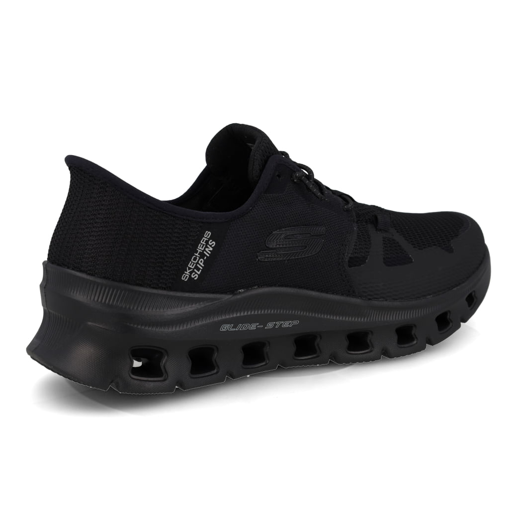Tênis masculino Skechers Glide-Step Pro preto vista traseira lateral direita