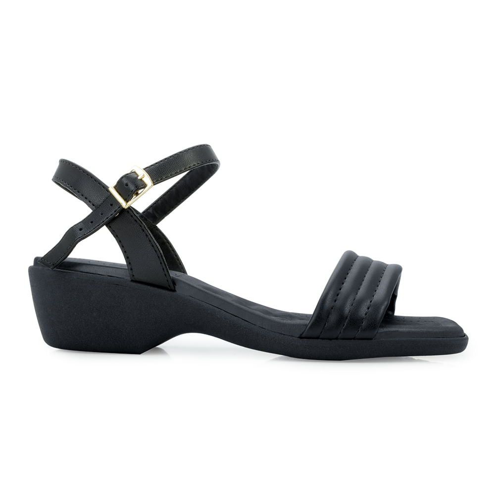 Sandália Anabela Beira Rio Feminina Preta Paquetá