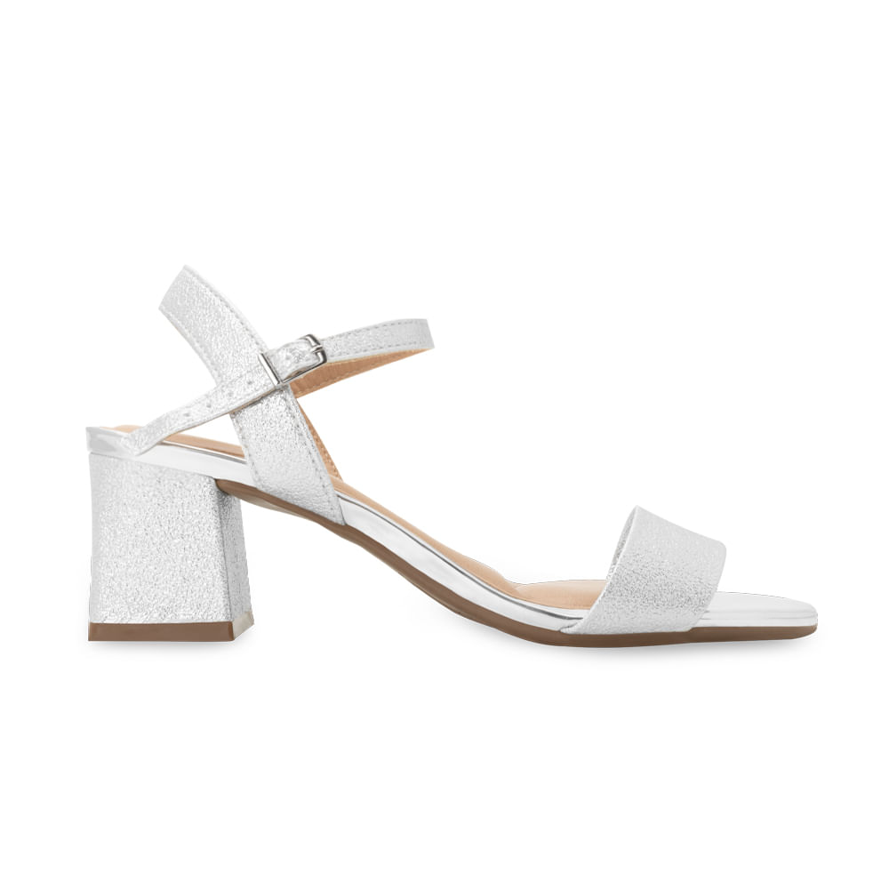 Sandália Beira Rio Salto Grosso Feminina Prata Paquetá