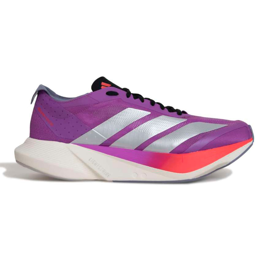Tênis esportivo Adidas Adizero Drive RC Masculino Roxo em ângulo lateral com fundo branco