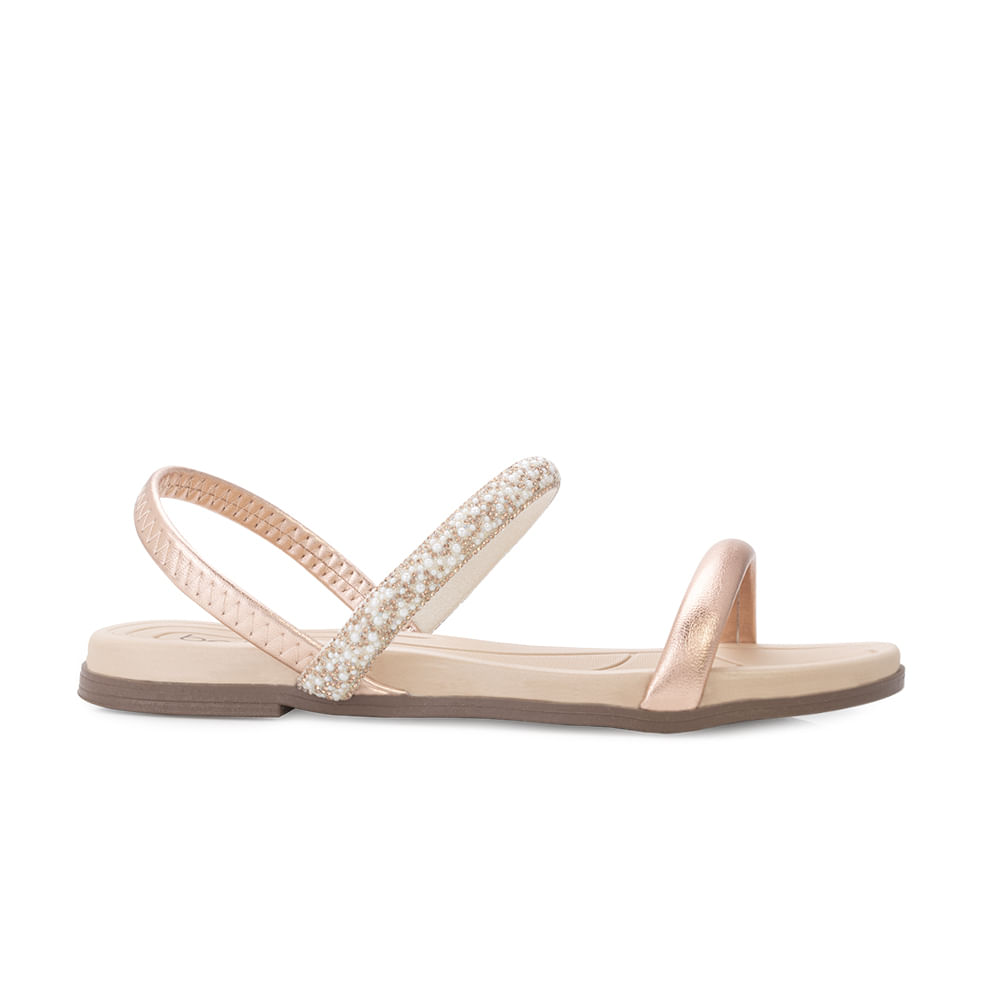 Sandália Rasteira Beira Rio Feminina Dourada Oscar