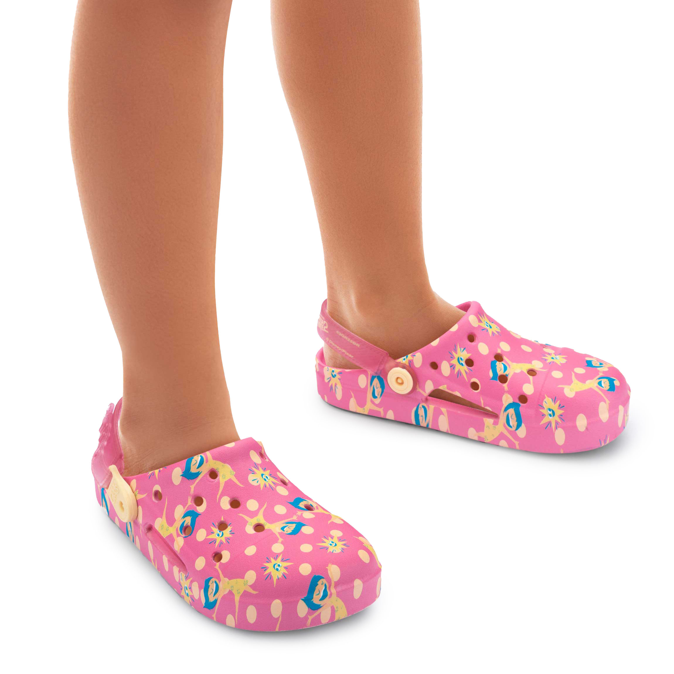 Babuche infantil feminino Grendene rosa com glitter em fundo branco