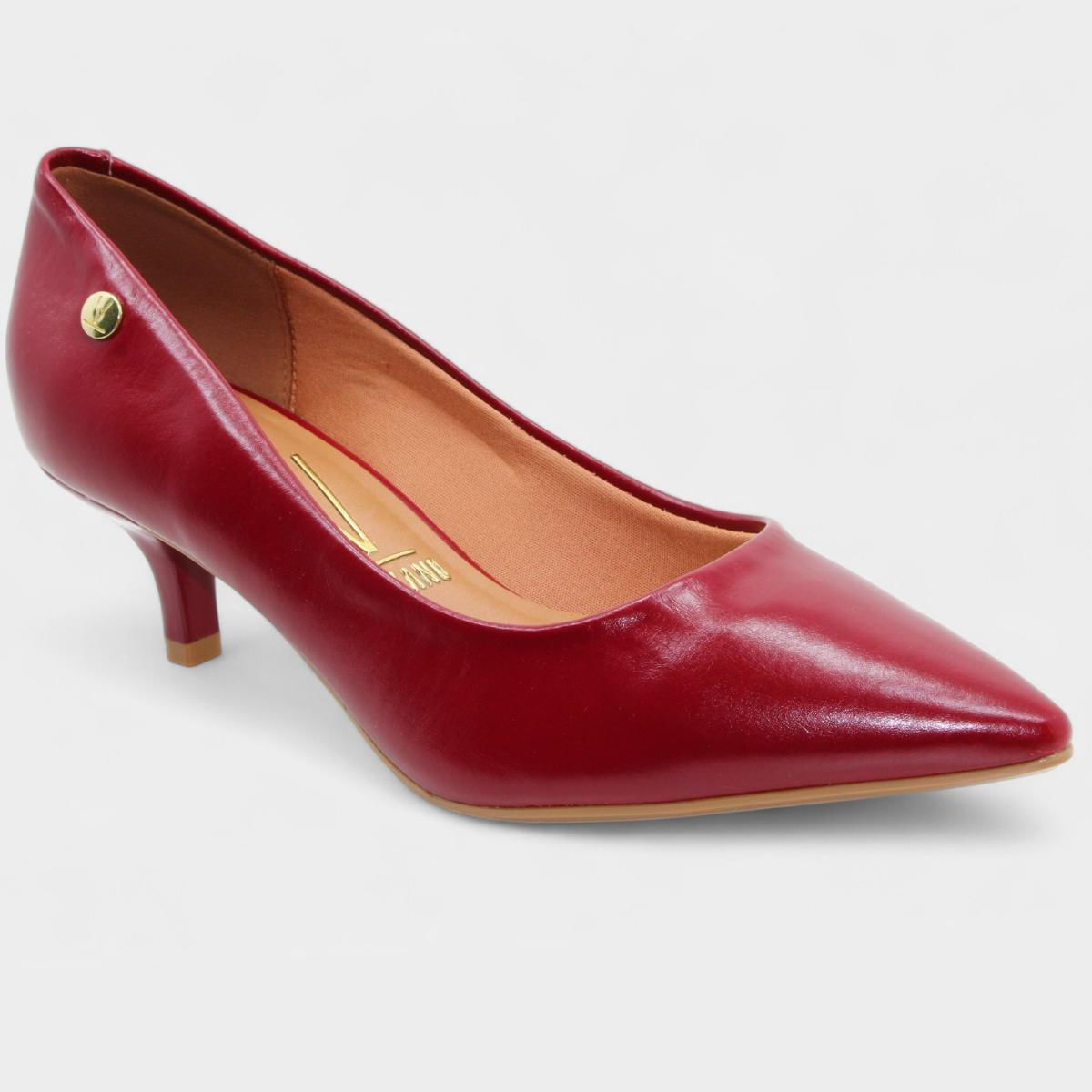 Scarpin Vizzano Salto Baixo Básico Bico Fino Feminino Vermelho