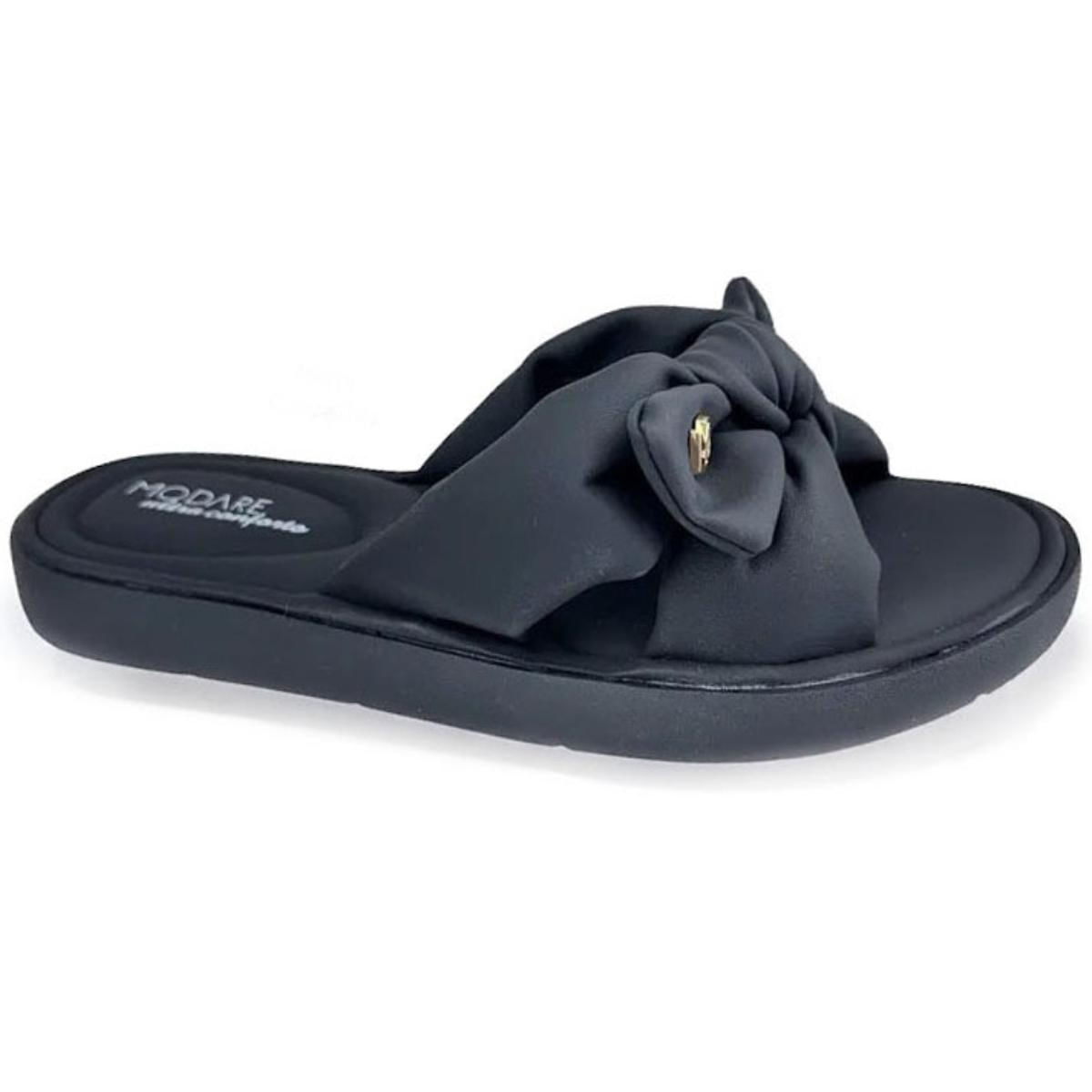 Chinelo Modare Ultraconforto Ortopédico Laço Feminino Preto Paquetá