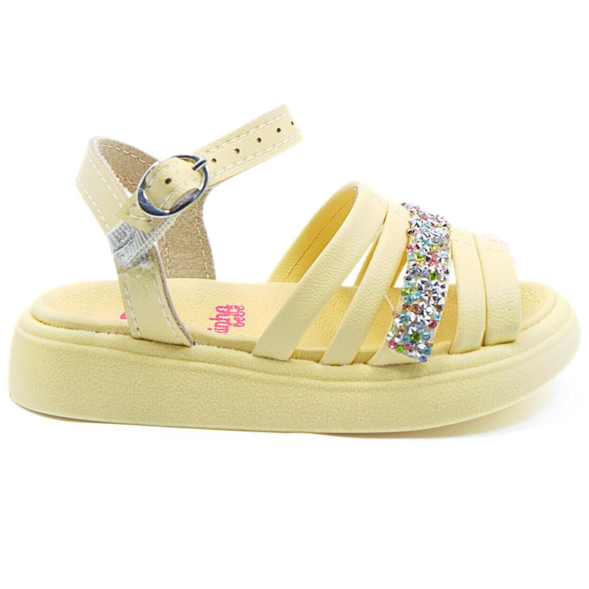 Sandália Infantil Molekinha Glitter Menina Amarelo Paquetá