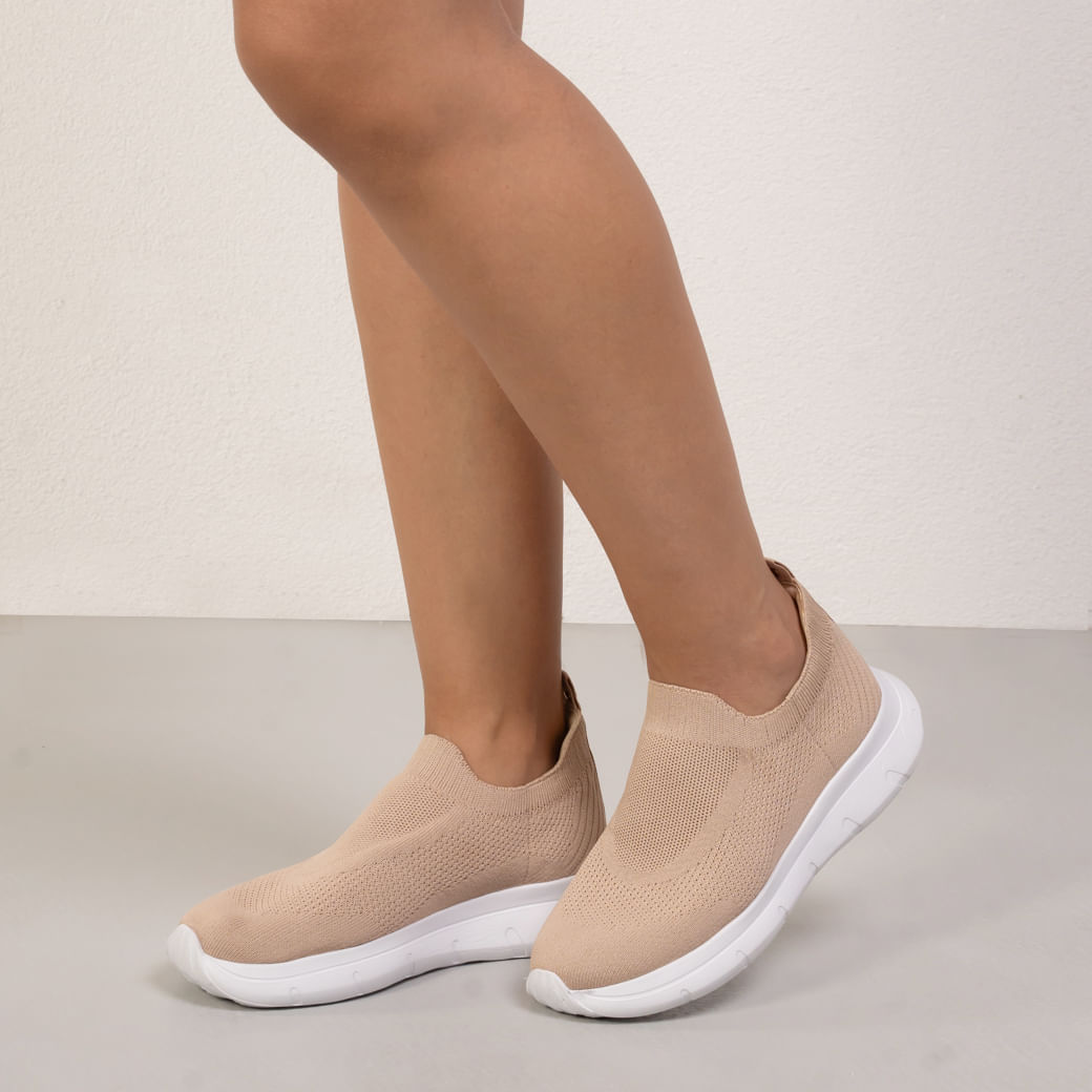 Tênis Feminino Casual Tecido Bebece Bege Oscar