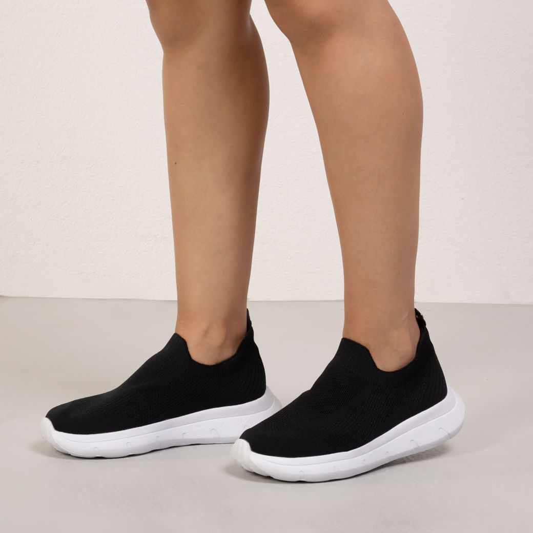 Tênis Feminino Casual Tecido Bebece Preto Confortável Oscar