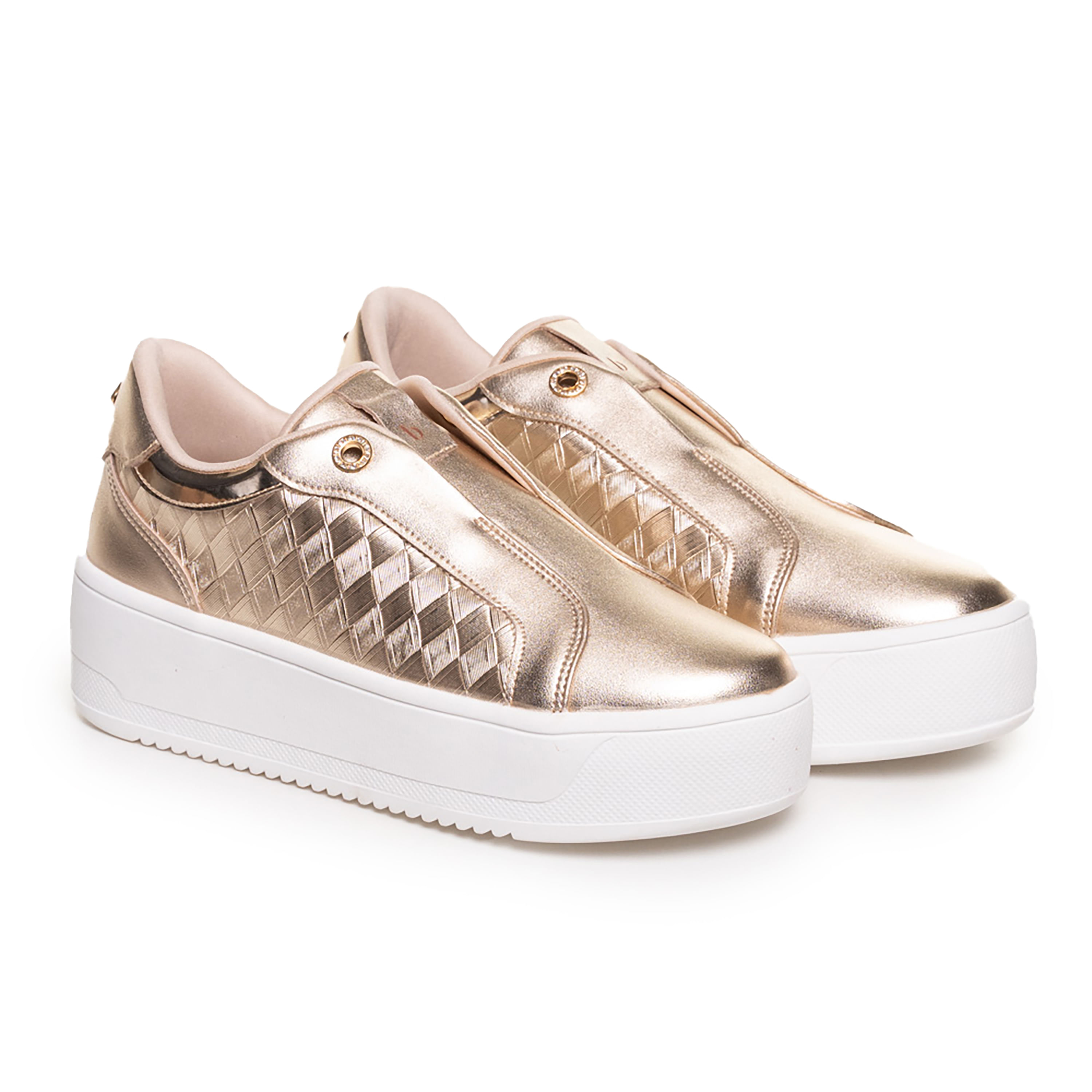 Tênis Feminino Casual Slip On Elástico Bebece Dourado Oscar