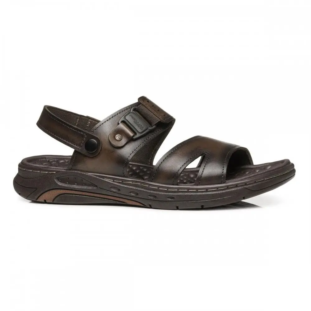 Sandália masculina Pegada marrom couro natural anilina vista lateral direita