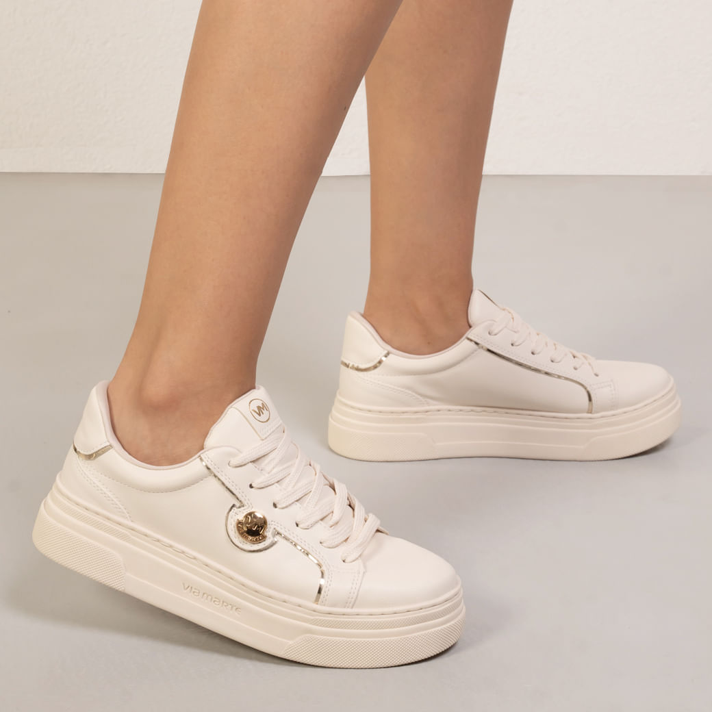 Tênis Via Marte Tenis Feminino Cor Bege Tênis Feminino Casual
