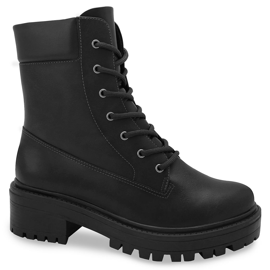 Coturno feminino preto New Mestico vista lateral para ajuste e conforto