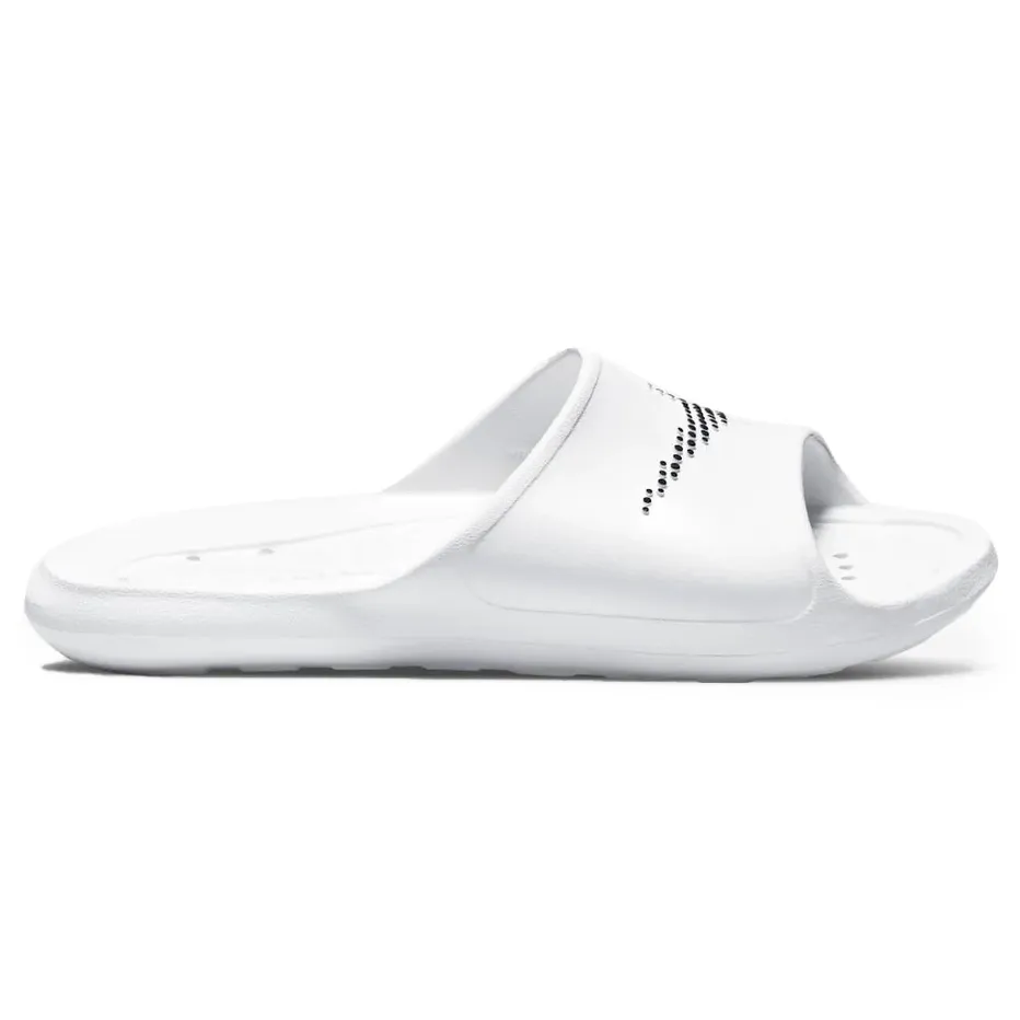 Chinelo masculino branco Nike modelo Victori One CZ5478-100 com design casual e logo Nike na tira superior