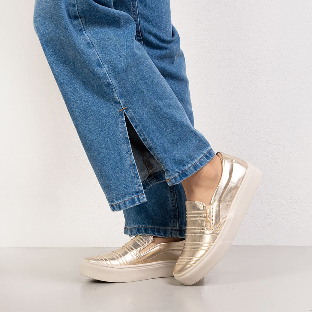 Tênis Slip On Tenis Metalizado Dourado Tênis Slip On Plataforma