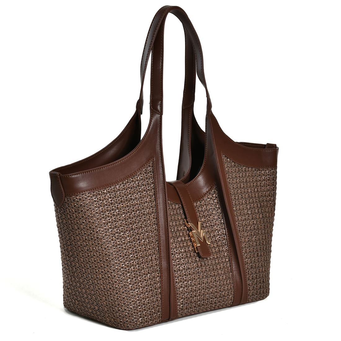 VIA MARTE BOLSA DE MÃO GRANDE FEMININO MARROM B1-318-01 MATERIAL RAFIA-1759430299955