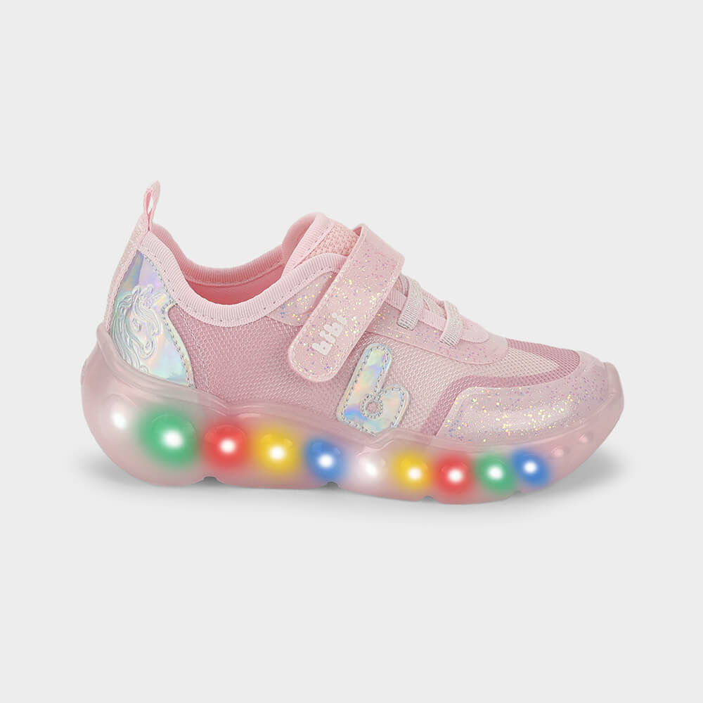 Tênis Infantil de Luz Bibi Roller Celebration Rosa Paquetá