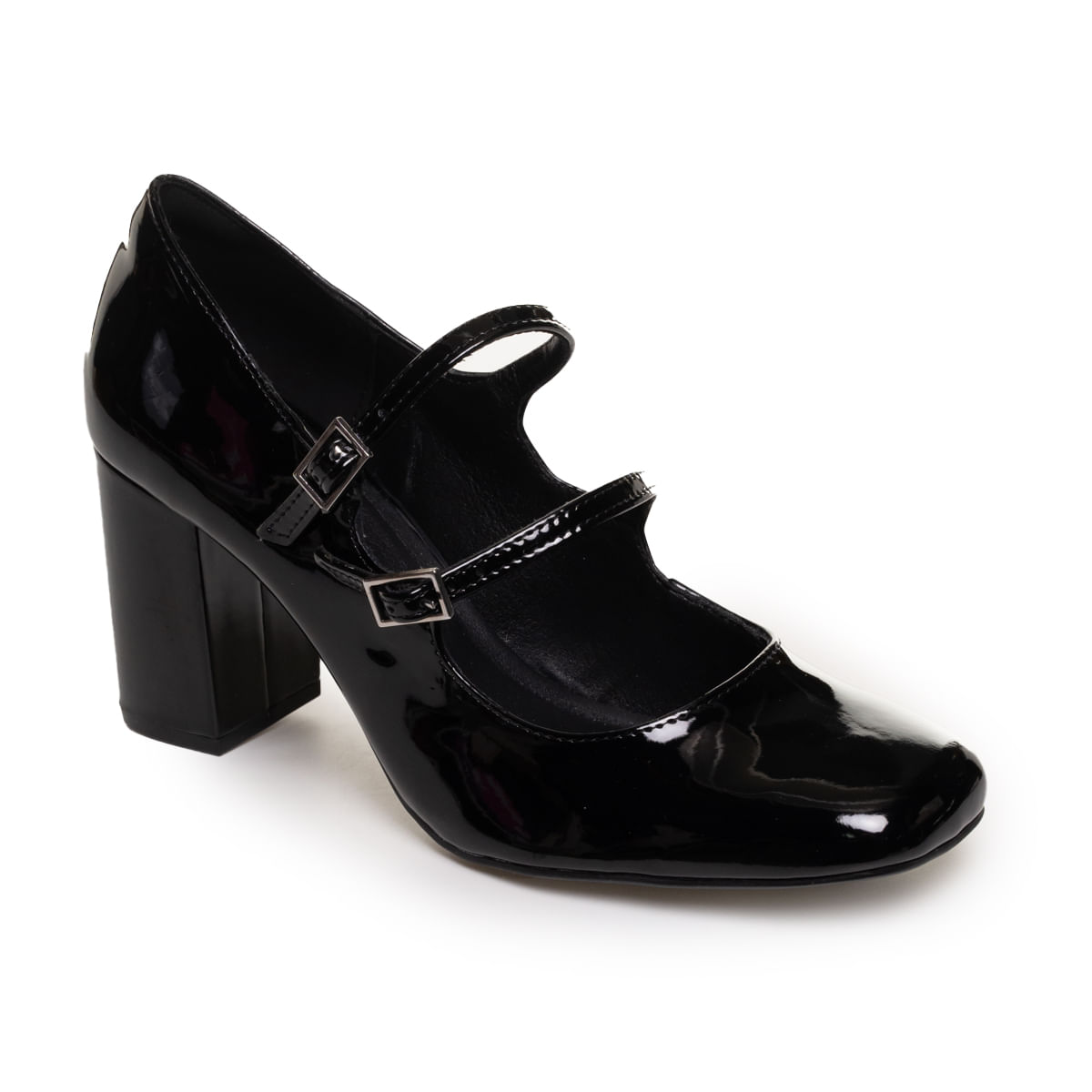 Sapato Feminino Tiras Fivela Via Marte Preto Salto Médio Oscar